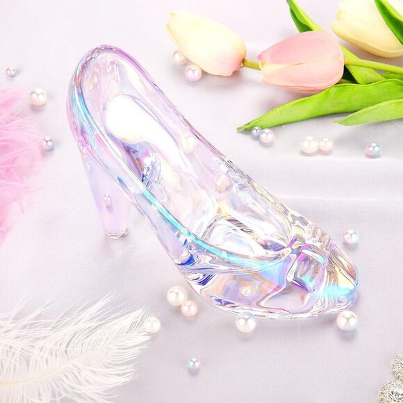 SHOWLOUE Glass Ornament Cinderella Glass Slipper Table Decor for Wedding Party - Picture 4 of 7